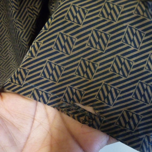 Vintage Courtney Rhodes Long Sleeve Brown Printed Tuxedo Blouse Size 10 Misses - Picture 5 of 14